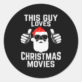 This Guy Loves Christmas Movies Shirt Men Funny Xm Ronde Sticker (Voorkant)