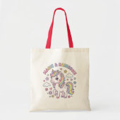 This is a bag with a cute unicorn. tote bag (Voorkant)