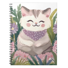 This is an adorable kitten resting on the plants notitieboek