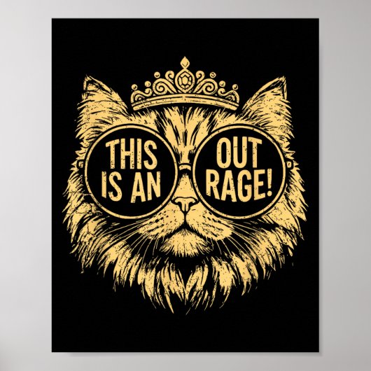 This Is An Outrage Funny Princess Cat Donut Gold W Poster (Voorkant)