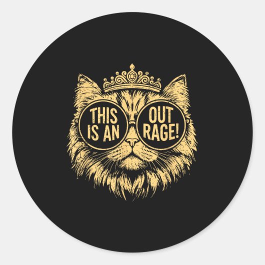 This Is An Outrage Funny Princess Cat Donut Gold W Ronde Sticker (Voorkant)