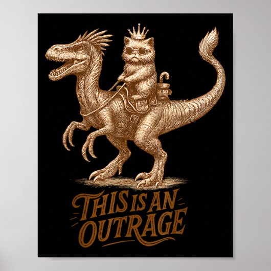 This Is An Outrage Funny Princess Cat Riding Dinos Poster (Voorkant)