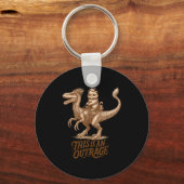 This Is An Outrage Funny Princess Cat Riding Dinos Sleutelhanger (Voorkant)