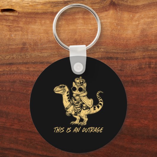 This Is An Outrage Funny Princess Cat Riding Dinos Sleutelhanger (Voorkant)