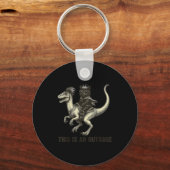 This Is An Outrage Funny Princess Cat Riding Dinos Sleutelhanger (Voorkant)