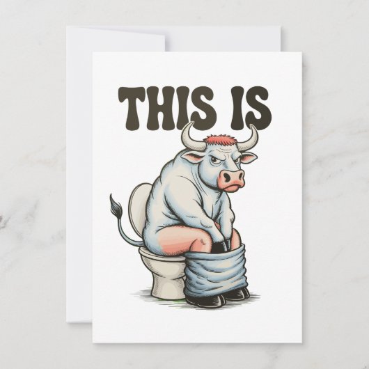 This Is Bull Sitting On A Toilet Funny Western Kaart (Voorkant)