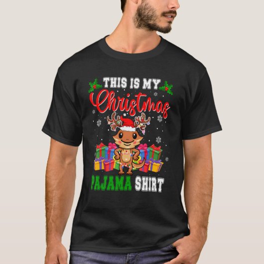 This Is Christmas Pajama Santa Reindeer Bearded Dr T-shirt (Voorkant)