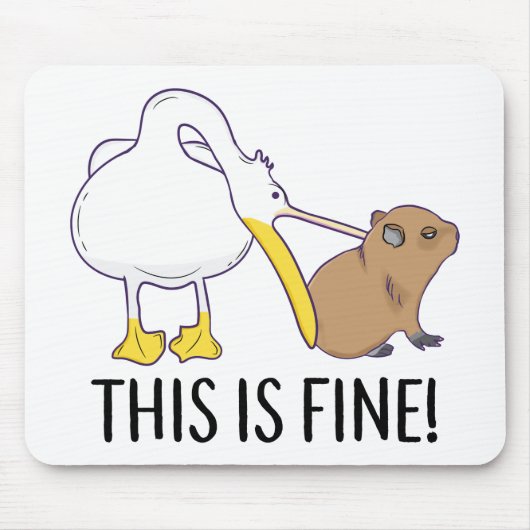 This is fine Meme funny Capybara dog Pelican Nihil Muismat (Voorkant)