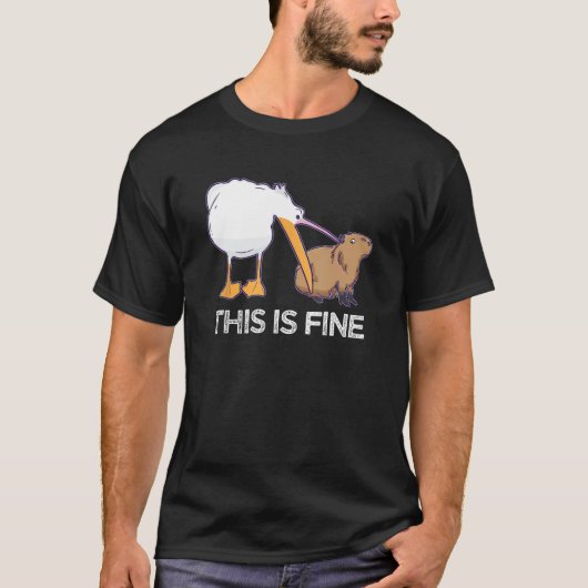 This is fine Meme funny Capybara dog Pelican Nihil T-shirt (Voorkant)