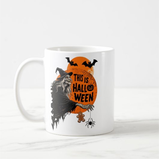This is Halloween Scary Witch Retro Spooky Party Koffiemok (Links)