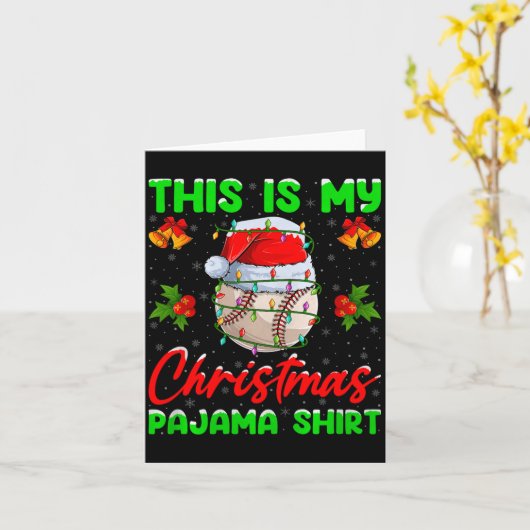 This Is My Baseball Christmas Pajamas Funny Baseba Kaart (Gele Bloem)