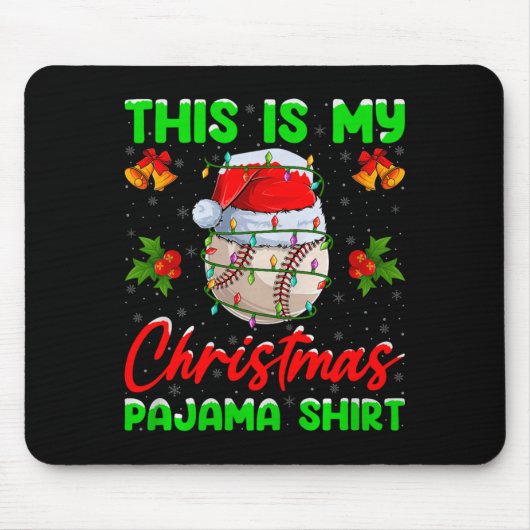 This Is My Baseball Christmas Pajamas Funny Baseba Muismat (Voorkant)