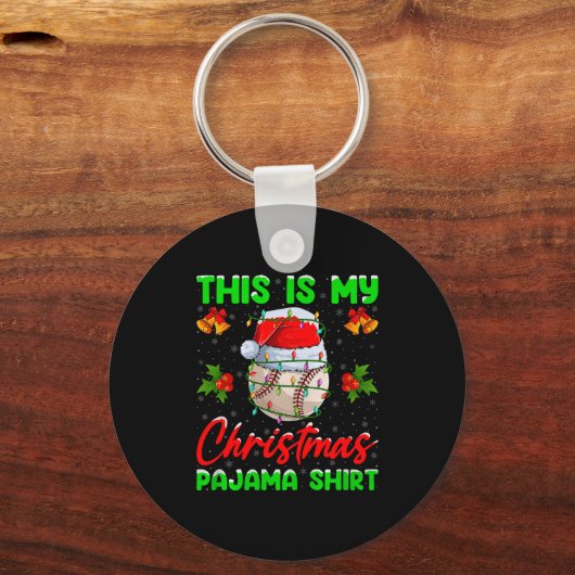 This Is My Baseball Christmas Pajamas Funny Baseba Sleutelhanger (Voorkant)