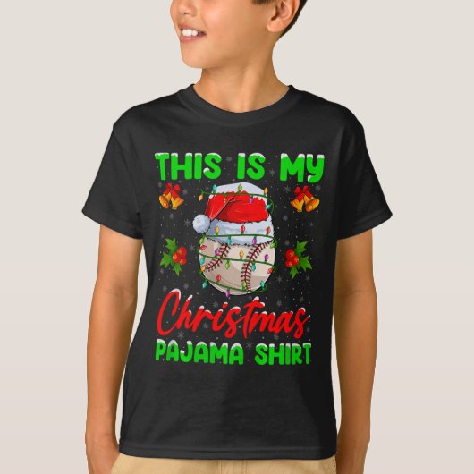 This Is My Baseball Christmas Pajamas Funny Baseba T-shirt (Voorkant)