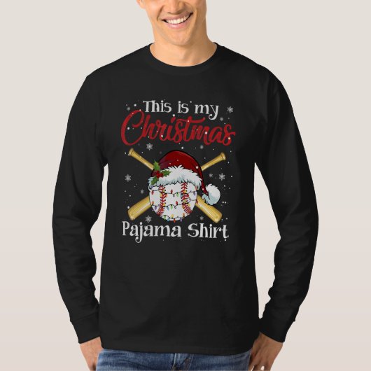This Is My Christmas Baseball Pajama  For Boys Men T-shirt (Voorkant)