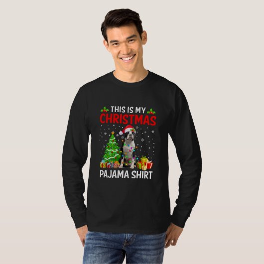 This Is My Christmas Boston Terrier Dog Pajama T-shirt (Voorkant volledig)