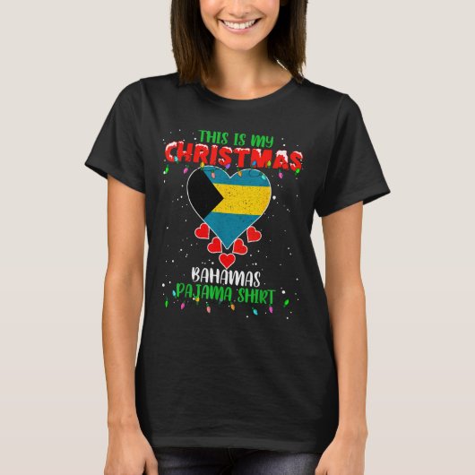 This Is My Christmas Lights Love Bahamas Flag Paja T-shirt (Voorkant)