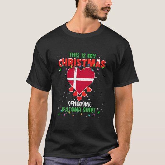 This Is My Christmas Lights Love Denmark Flag T-shirt (Voorkant)