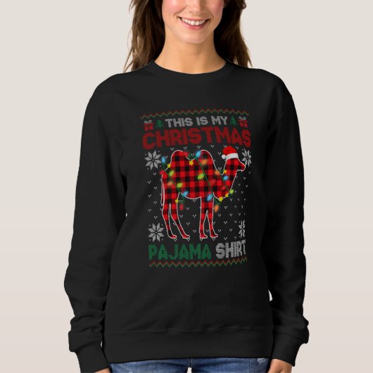 This Is My Christmas Lights Pajama Camel Xmas Plai Trui (Voorkant)