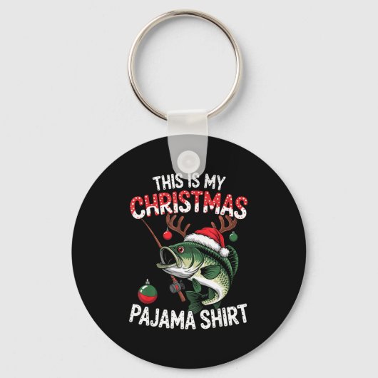 This Is My Christmas Pajama B Fish Santa Hat Toddl Sleutelhanger (Voorkant)
