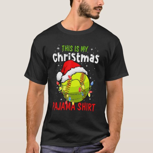 This Is My Christmas Pajama Baseball Softball     T-shirt (Voorkant)