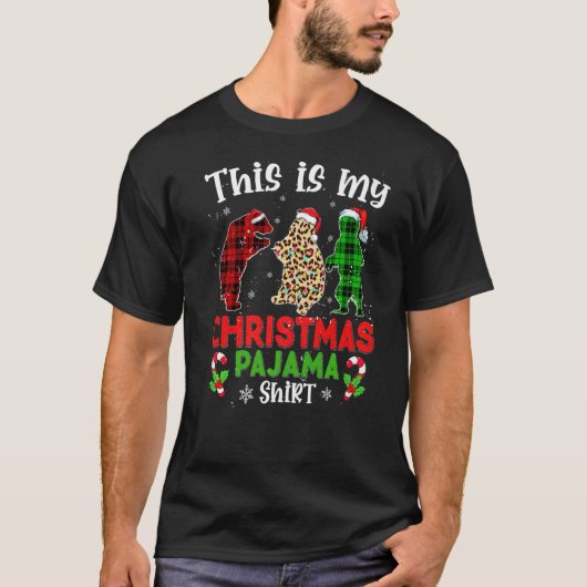 This Is My Christmas Pajama Bear Animals Leopard P T-shirt (Voorkant)