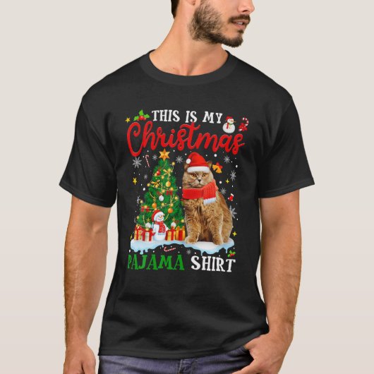 This Is My Christmas Pajama British Longhair Cat T-shirt (Voorkant)