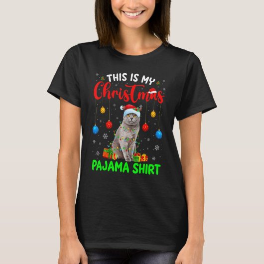 This Is My Christmas Pajama British Shorthair Cat T-shirt (Voorkant)