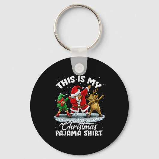 This Is My Christmas Pajama Dabbing Santa Elf Paja Sleutelhanger (Voorkant)