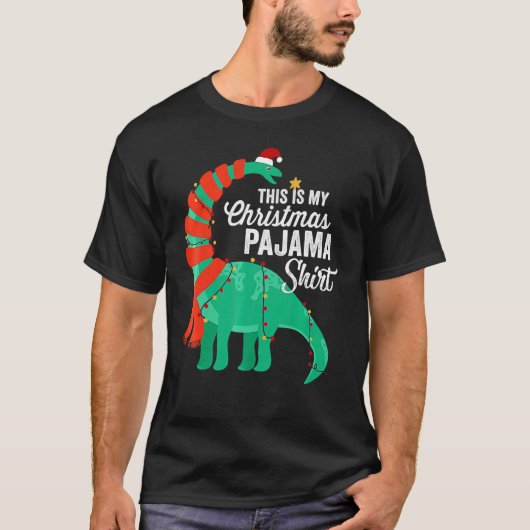 This Is My Christmas Pajama Dinosaur Brontosaurus  T-shirt (Voorkant)