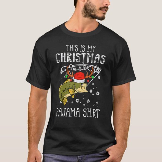This Is My Christmas Pajama Fishing Xmas PJs Dad T-shirt (Voorkant)