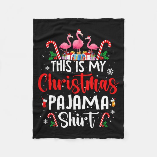 This Is My Christmas Pajama Flamingos Holiday Fun Fleece Deken (Voorkant)