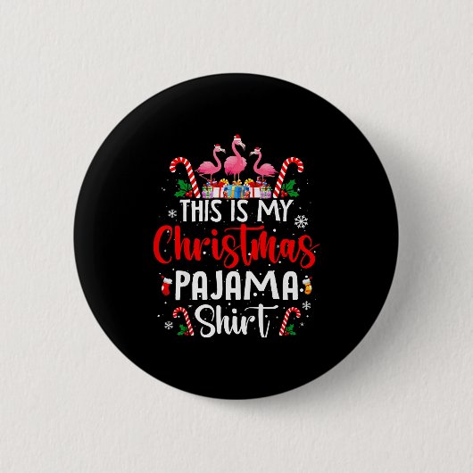 This Is My Christmas Pajama Flamingos Holiday Fun Ronde Button 5,7 Cm (Voorkant)