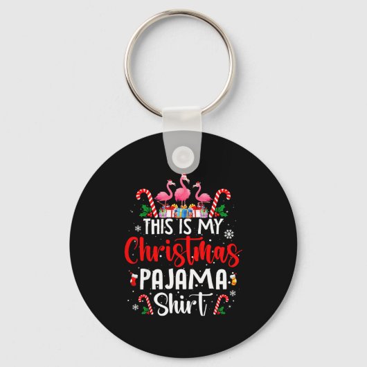 This Is My Christmas Pajama Flamingos Holiday Fun  Sleutelhanger (Voorkant)