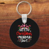 This Is My Christmas Pajama Flamingos Holiday Fun  Sleutelhanger (Voorkant)