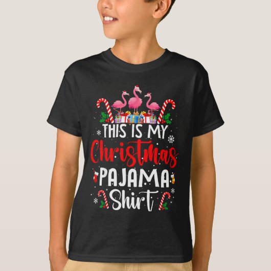 This Is My Christmas Pajama Flamingos Holiday Fun T-shirt (Voorkant)