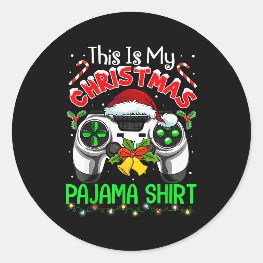 This Is My Christmas Pajama Gamer Video Game Boys  Ronde Sticker (Voorkant)