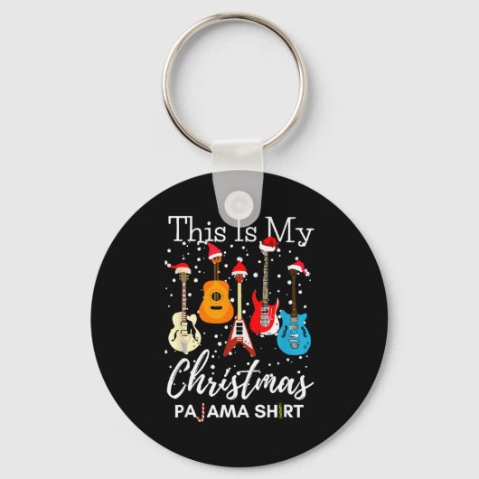 This Is My Christmas Pajama Guitar Guitarist Music Sleutelhanger (Voorkant)