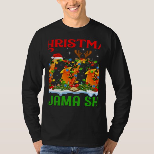 This Is My Christmas Pajama Lights Saxophone Chris T-shirt (Voorkant)
