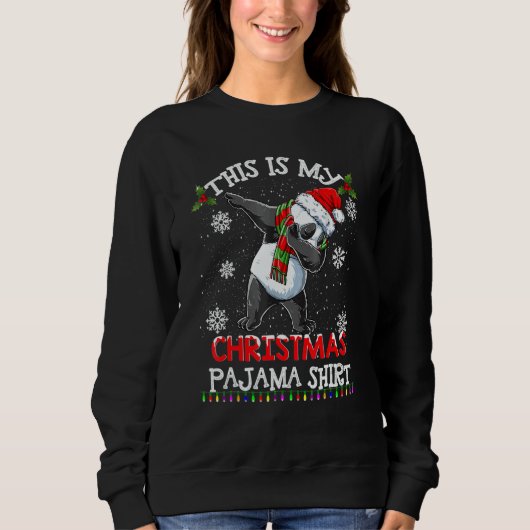 This Is My Christmas Pajama  Panda Santa Kids Boys Trui (Voorkant)