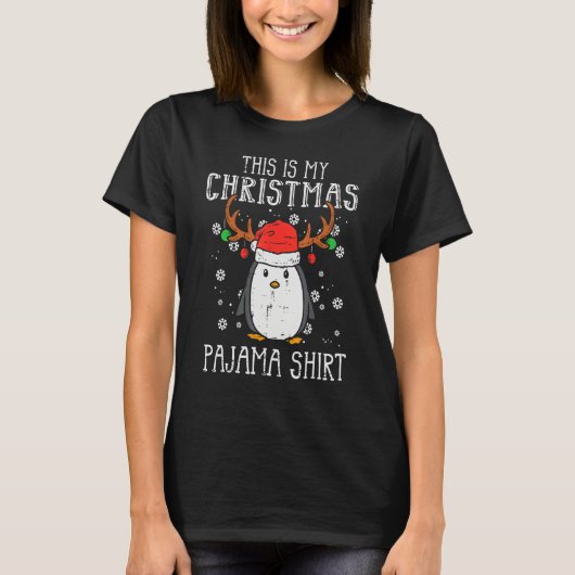 This Is My Christmas Pajama Penguin Xmas PJs Paja T-shirt (Voorkant)