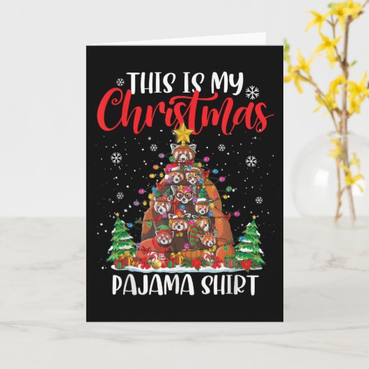 This Is My Christmas Pajama Red Panda Christmas Tr Kaart (Gele Bloem)