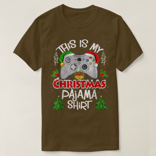 This is My Christmas Pajama Santa Hat Funny Video T-shirt (Design voorkant)