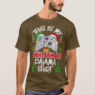 This is My Christmas Pajama Santa Hat Funny Video T-shirt