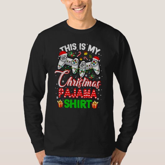 This Is My Christmas Pajama Santa Hat Gamer Video T-shirt (Voorkant)