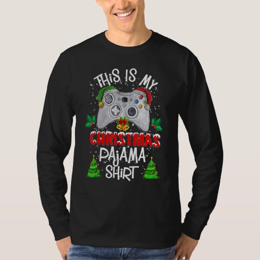This Is My Christmas Pajama Santa Hat Gamer Video  T-shirt (Voorkant)