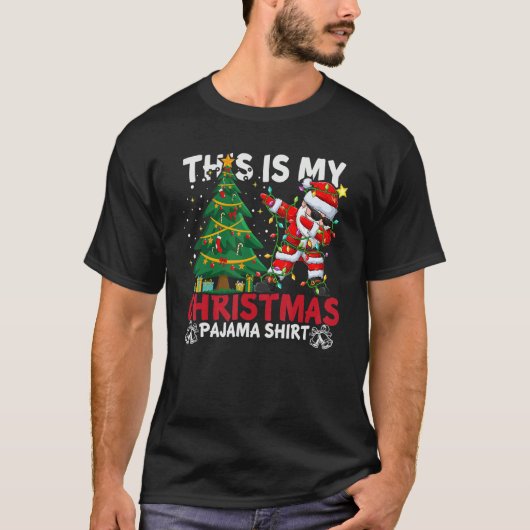 This Is My Christmas Pajama Santa Hat Xmas PJ cost T-shirt (Voorkant)