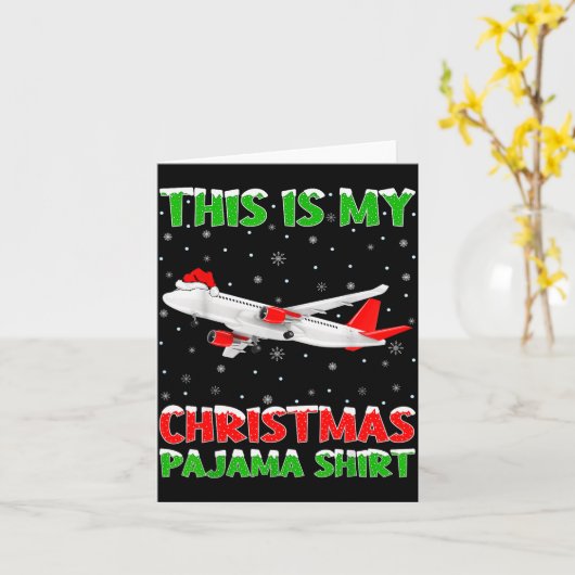 This Is My Christmas Pajama Shirt Airplane Christm Kaart (Gele Bloem)