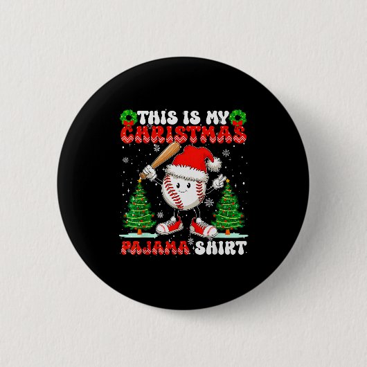 This Is My Christmas Pajama Shirt Baseball Boys Me Ronde Button 5,7 Cm (Voorkant)