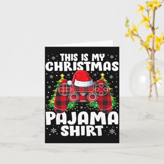 This Is My Christmas Pajama Shirt Christmas Gamer Kaart (Gele Bloem)